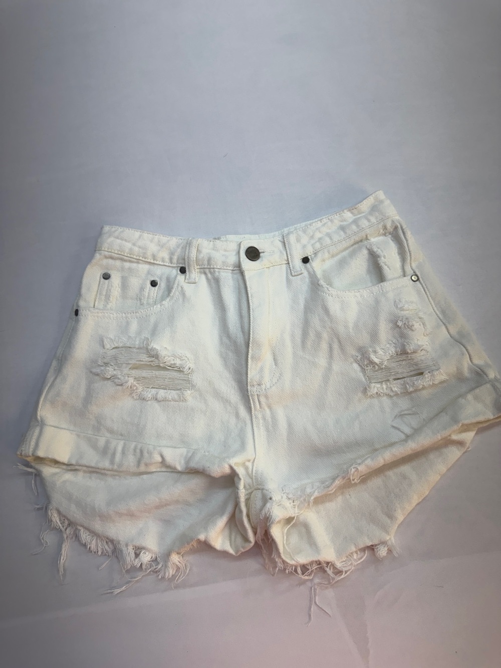 Mustard Seed White Distressed Denim Jean Shorts